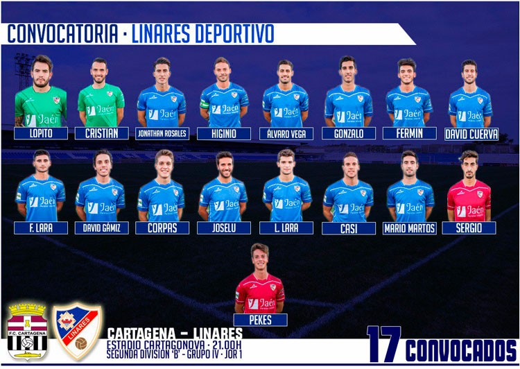 Convocatoria del Linares Deportivo para el partido de Cartagena